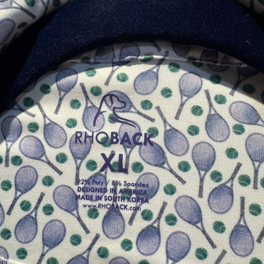 Rhoback Men's White Polo with Blue and Green Paisley Print - Picture 3 of 4